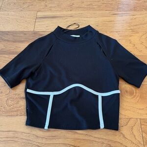 Black Short Sleeve Top with White Trim